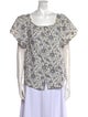 La Vie Rebecca Taylor Floral Print Scoop Neck Blouse
