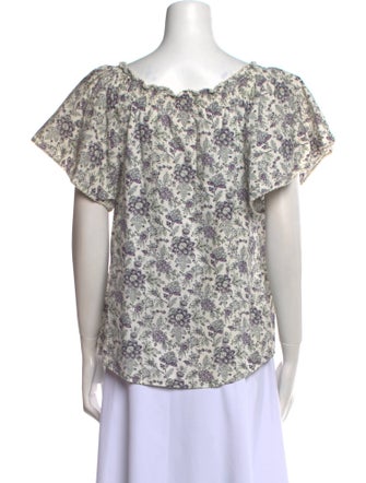 La Vie Rebecca Taylor Floral Print Scoop Neck Blouse