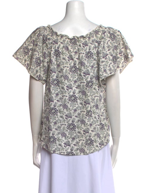 La Vie Rebecca Taylor Floral Print Scoop Neck Blouse