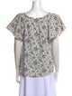 La Vie Rebecca Taylor Floral Print Scoop Neck Blouse
