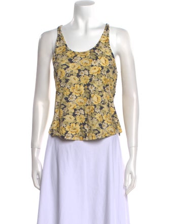 La Vie Rebecca Taylor Floral Print Scoop Neck Crop Top