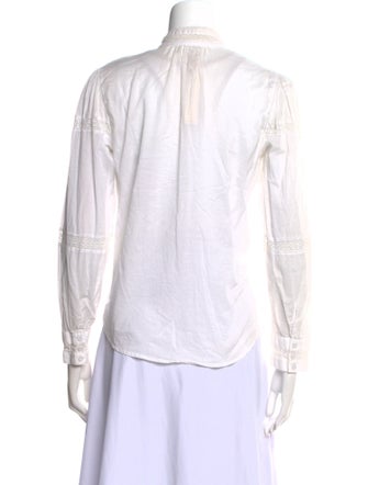 La Vie Rebecca Taylor Mock Neck Long Sleeve Button-Up Top