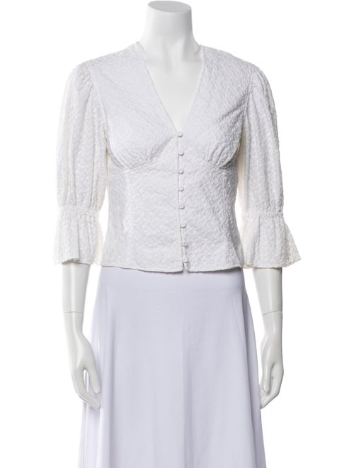 La Vie Rebecca Taylor V-Neck Three-Quarter Sleeve Crop Top