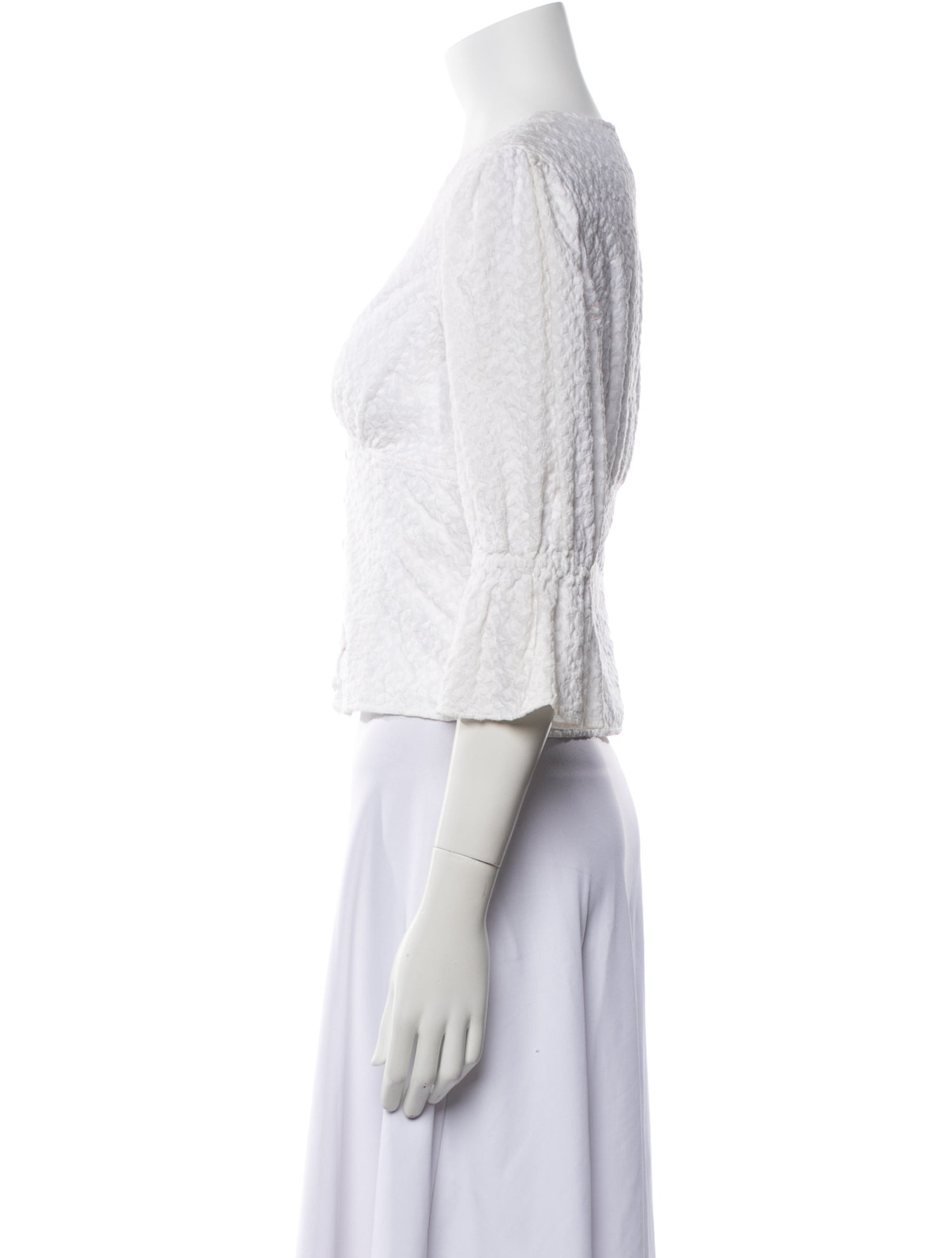 La Vie Rebecca Taylor V-Neck Three-Quarter Sleeve Crop Top