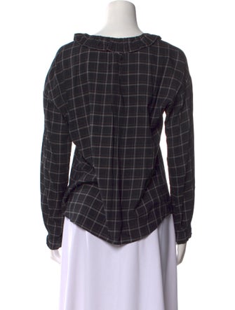 La Vie Rebecca Taylor Plaid Print V-Neck Button-Up Top