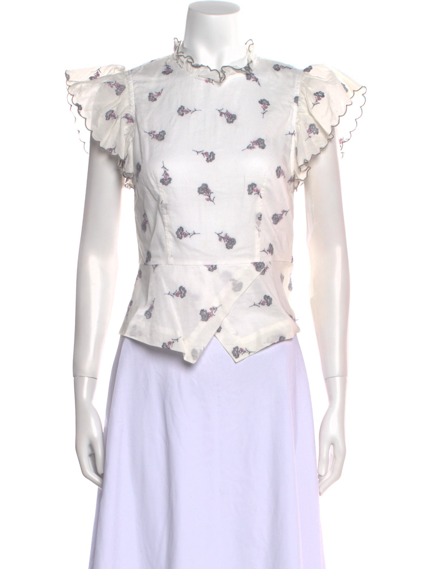 La Vie Rebecca Taylor Floral Print Mock Neck Top