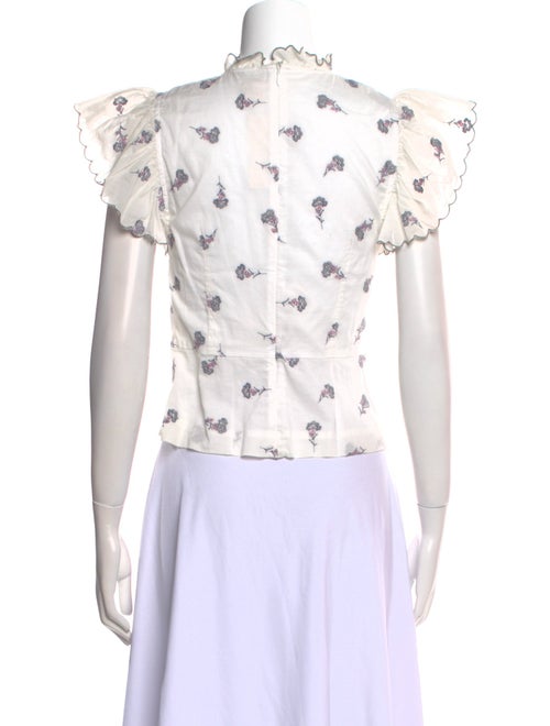 La Vie Rebecca Taylor Floral Print Mock Neck Top