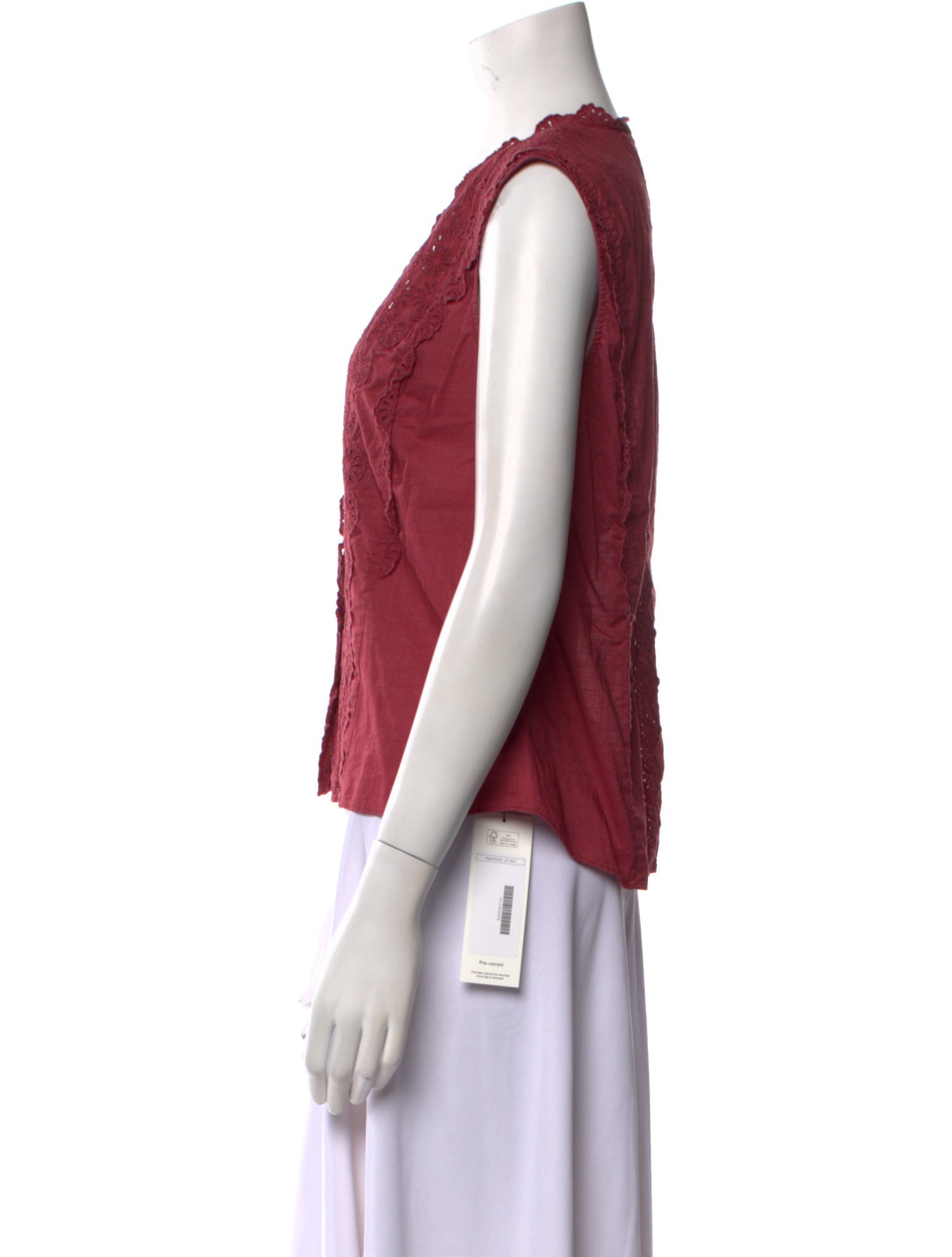 La Vie Rebecca Taylor Lace Pattern V-Neck Top