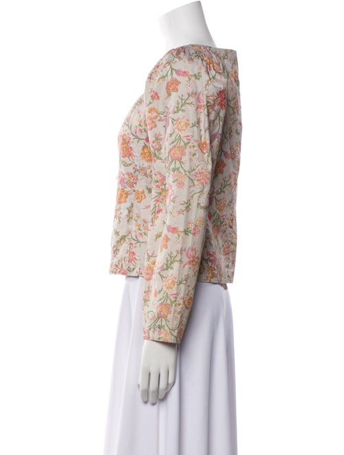 La Vie Rebecca Taylor Floral Print V-Neck Blouse