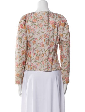 La Vie Rebecca Taylor Floral Print V-Neck Blouse