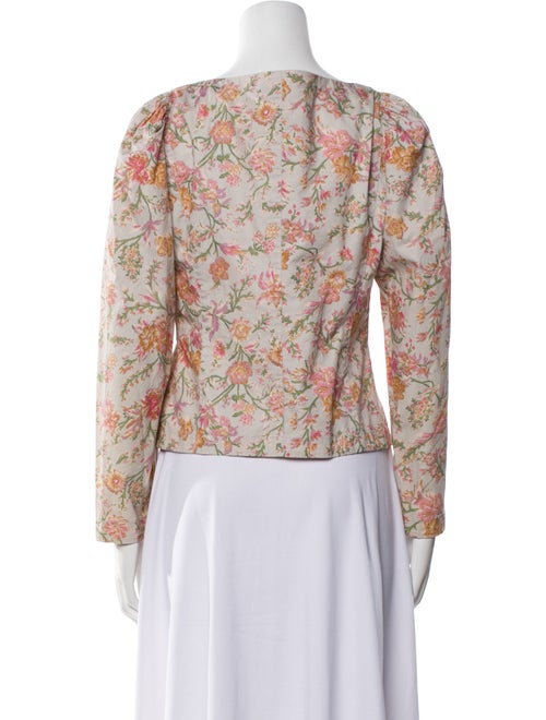 La Vie Rebecca Taylor Floral Print V-Neck Blouse