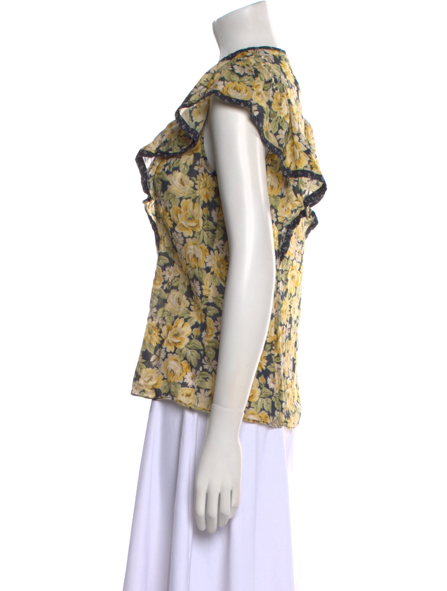 La Vie Rebecca Taylor Floral Print Mock Neck Blouse