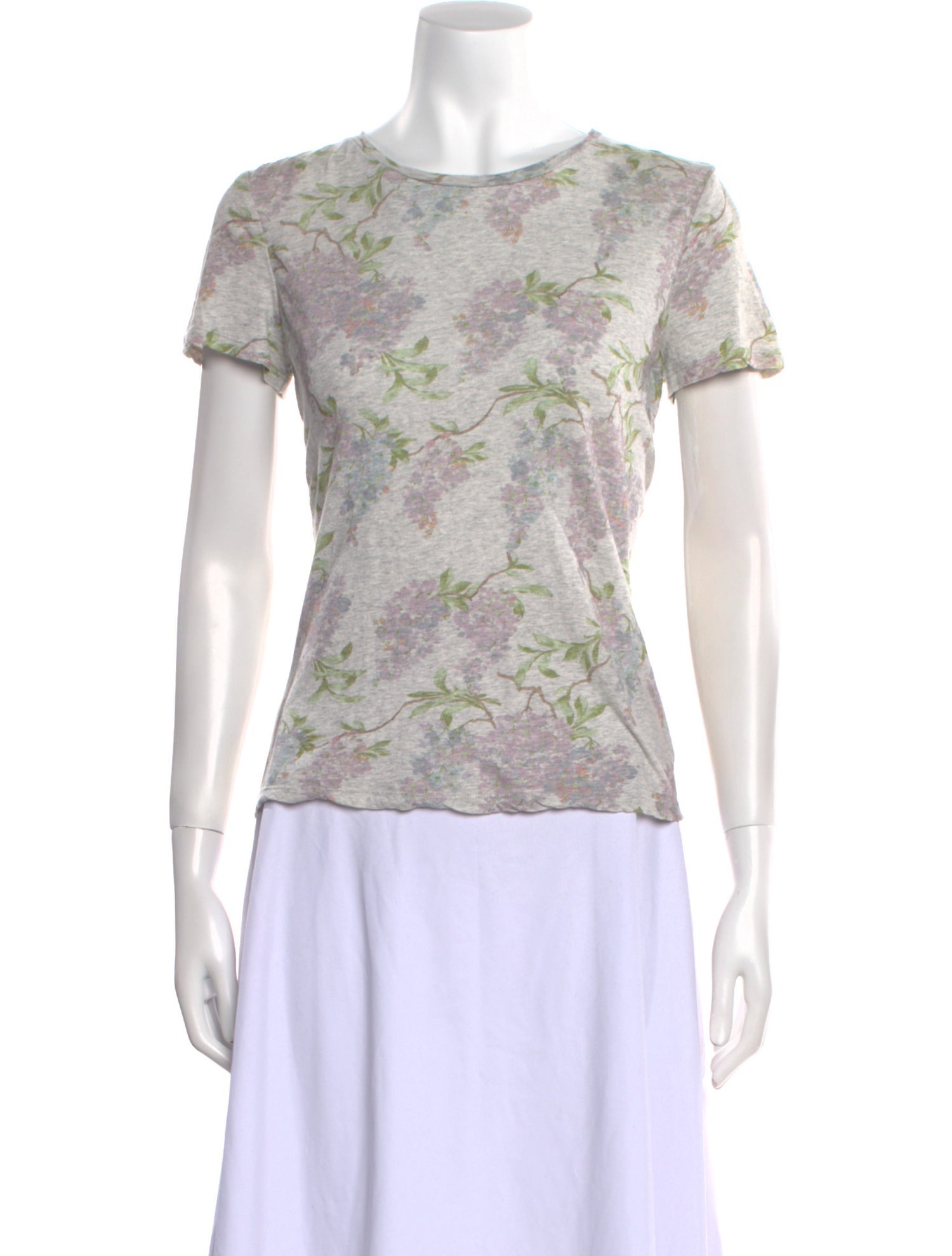 La Vie Rebecca Taylor Linen Floral Print T-Shirt