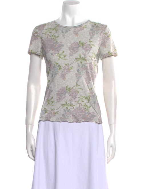 La Vie Rebecca Taylor Linen Floral Print T-Shirt