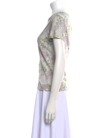 La Vie Rebecca Taylor Linen Floral Print T-Shirt