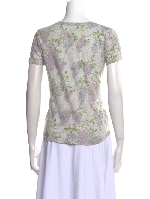 La Vie Rebecca Taylor Linen Floral Print T-Shirt