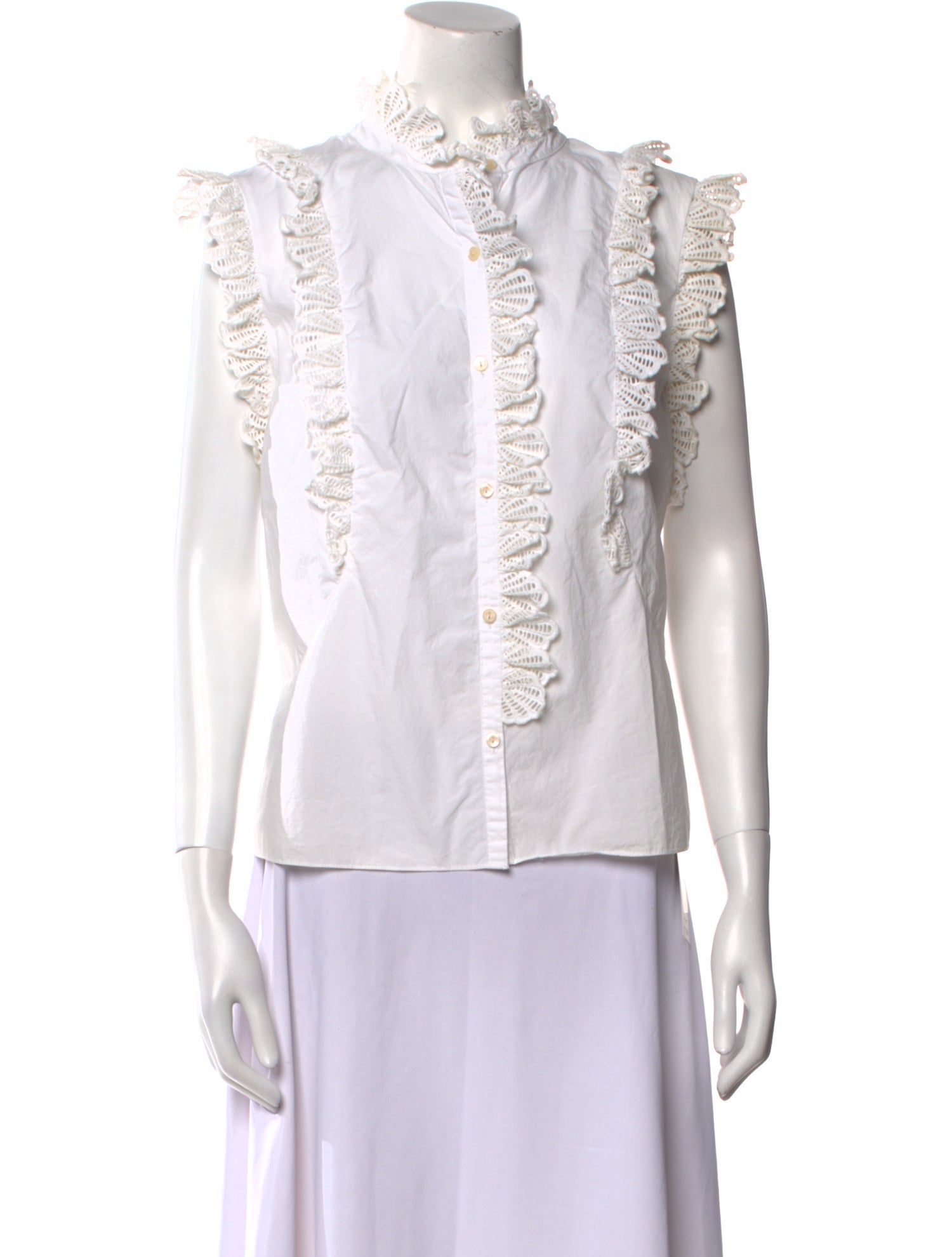 La Vie Rebecca Taylor Mock Neck Sleeveless Button-Up Top