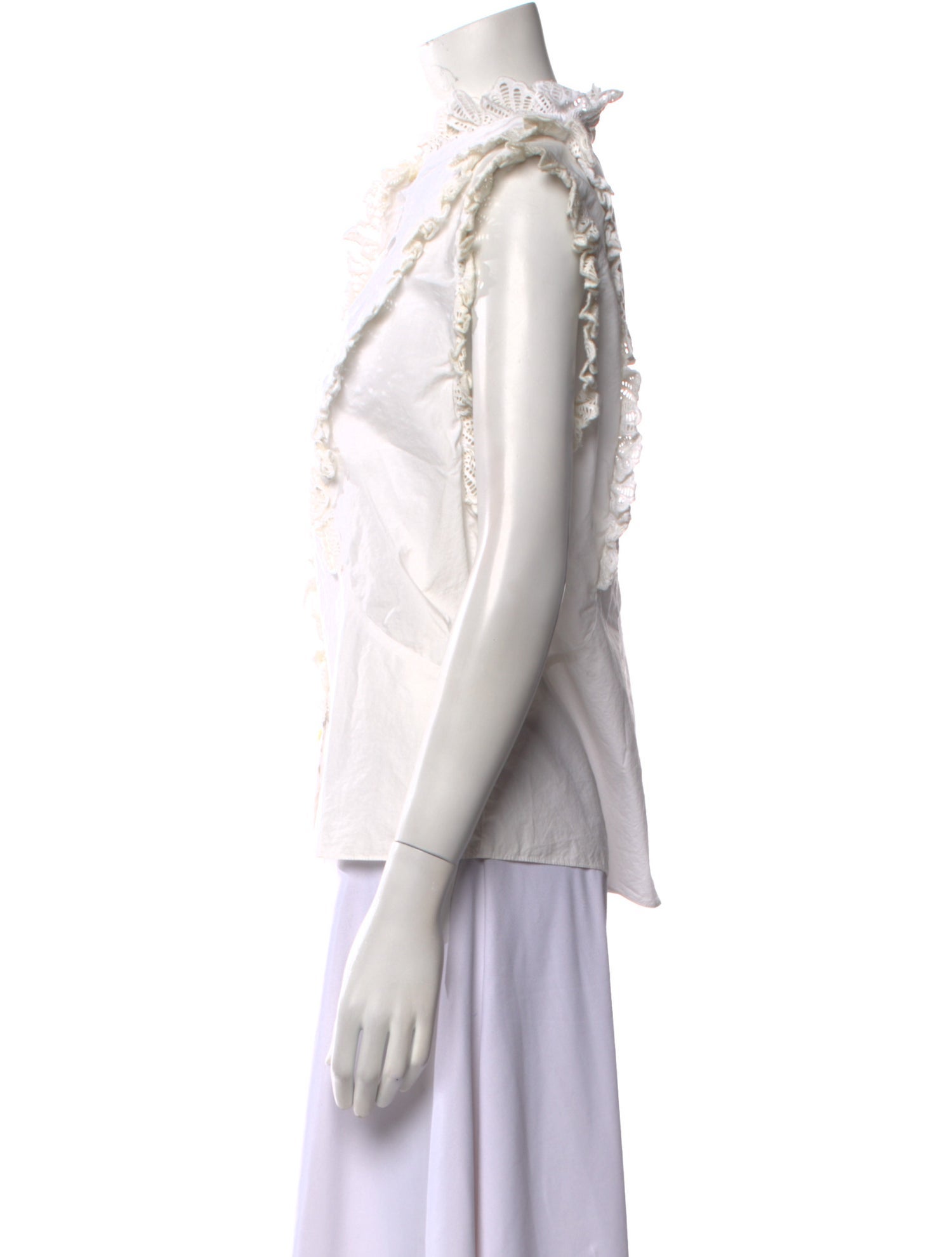 La Vie Rebecca Taylor Mock Neck Sleeveless Button-Up Top