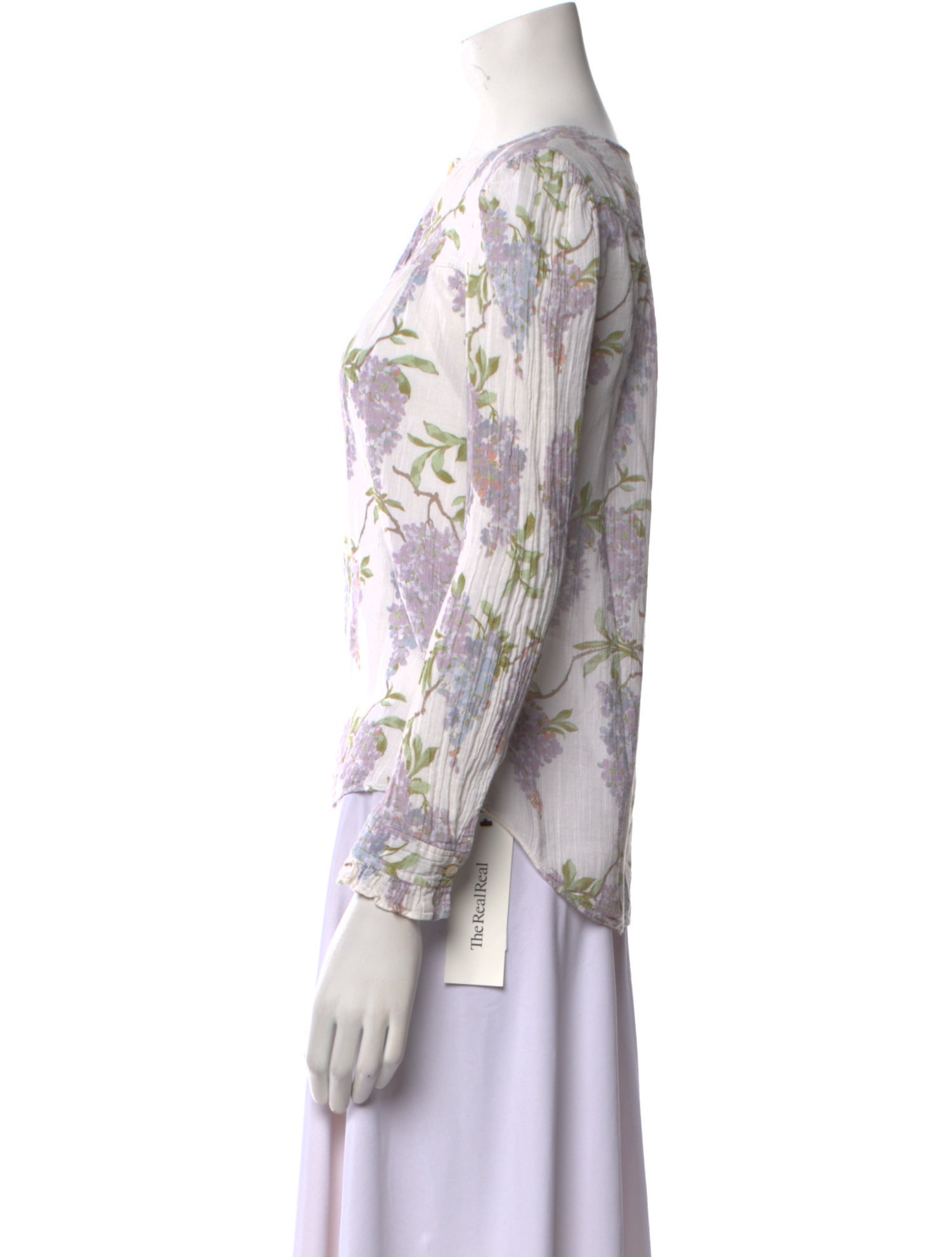 La Vie Rebecca Taylor Floral Print Bateau Neckline Blouse