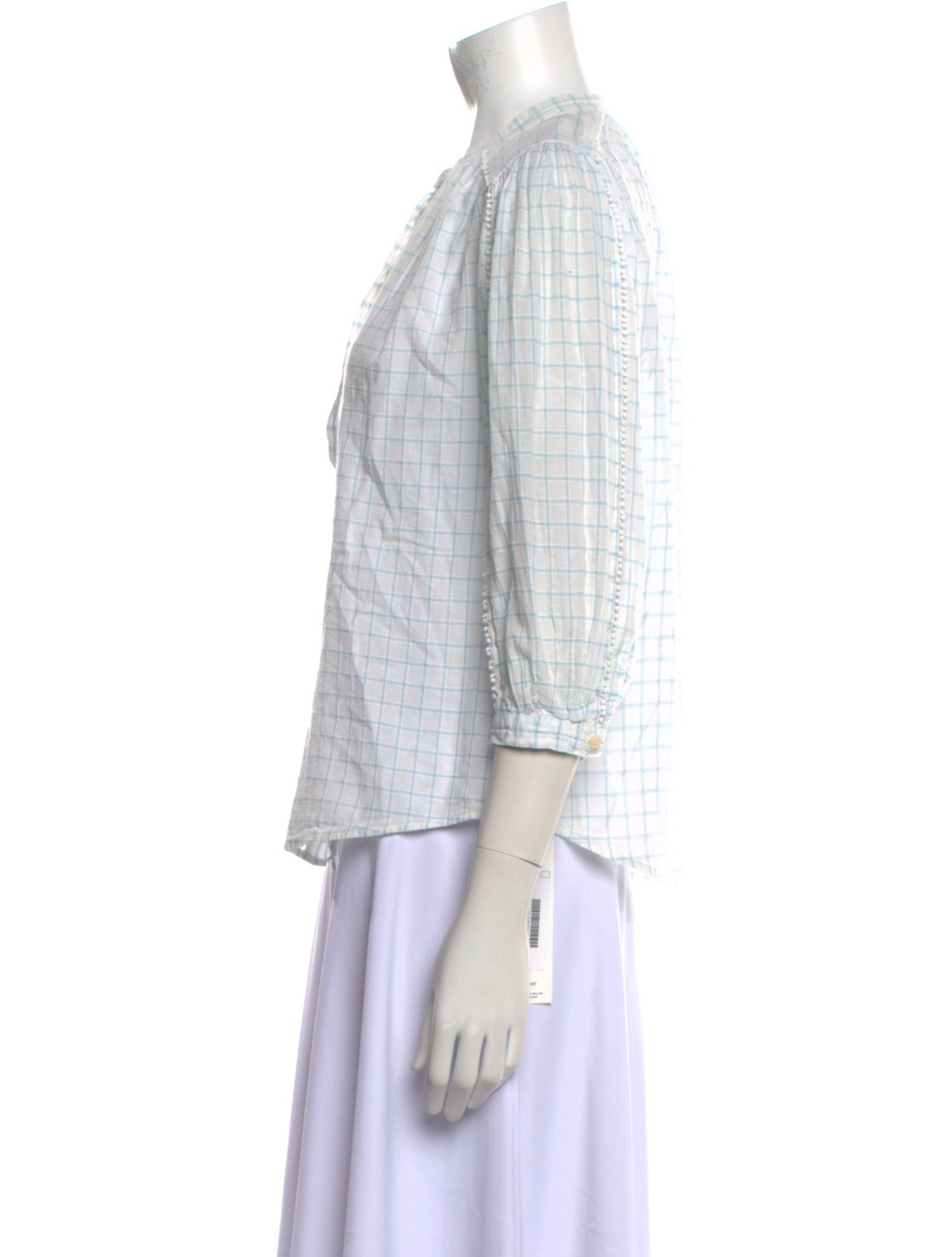 La Vie Rebecca Taylor Plaid Print Mock Neck Button-Up Top