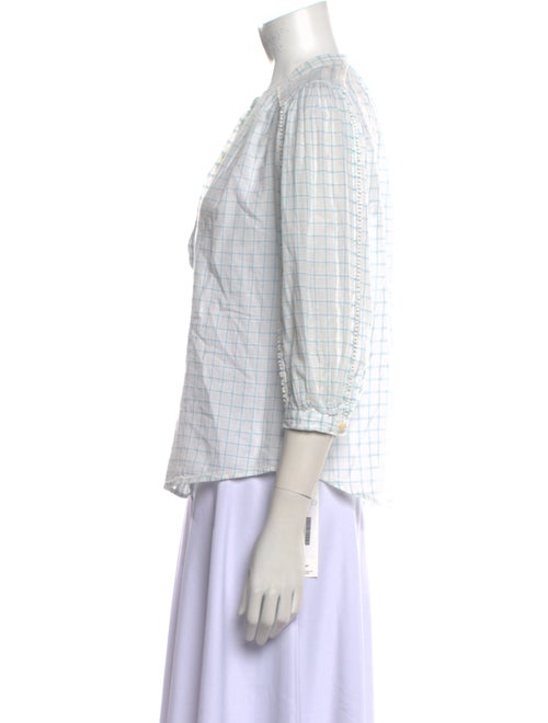 La Vie Rebecca Taylor Plaid Print Mock Neck Button-Up Top