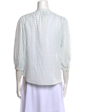 La Vie Rebecca Taylor Plaid Print Mock Neck Button-Up Top