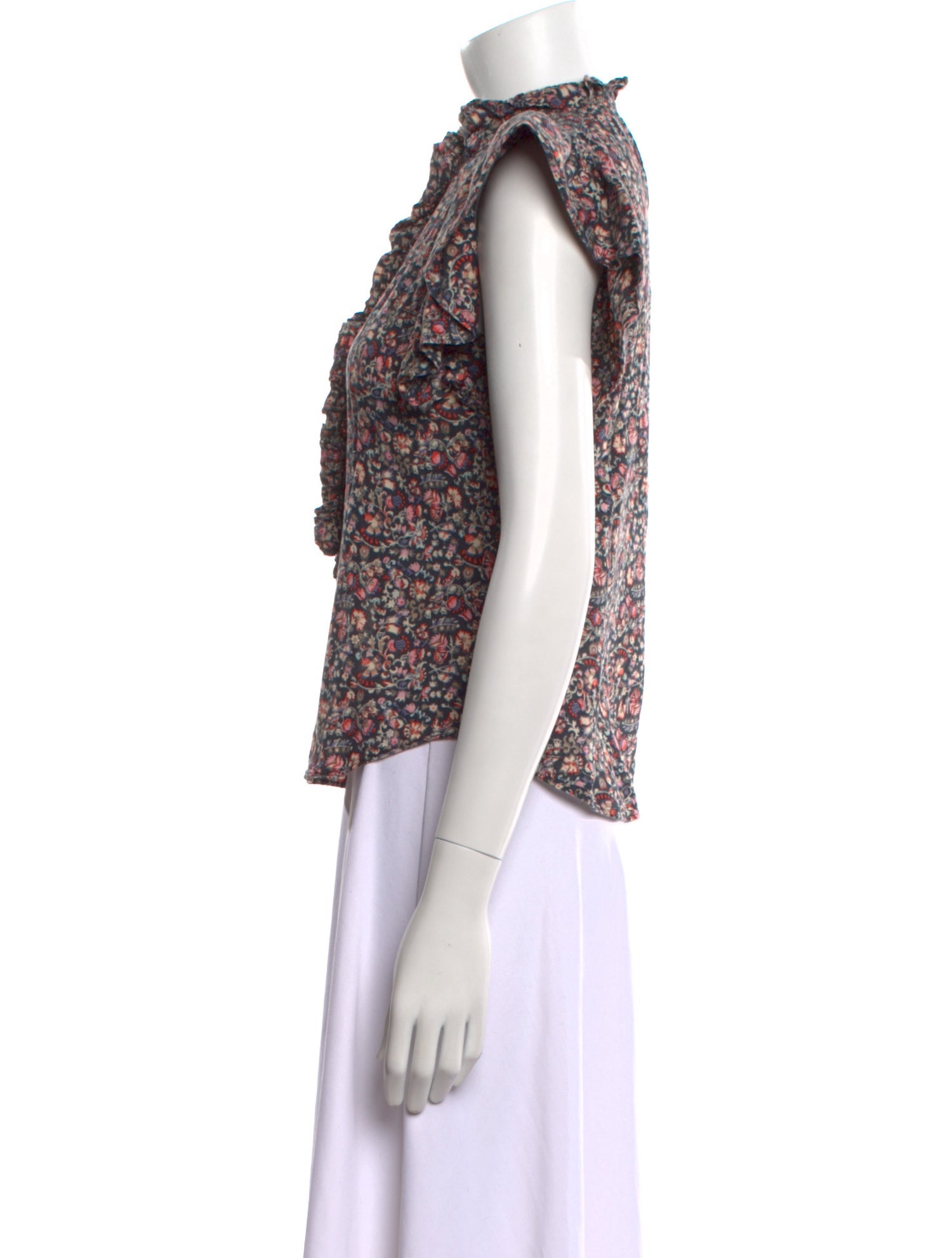 La Vie Rebecca Taylor Floral Print Mock Neck Blouse