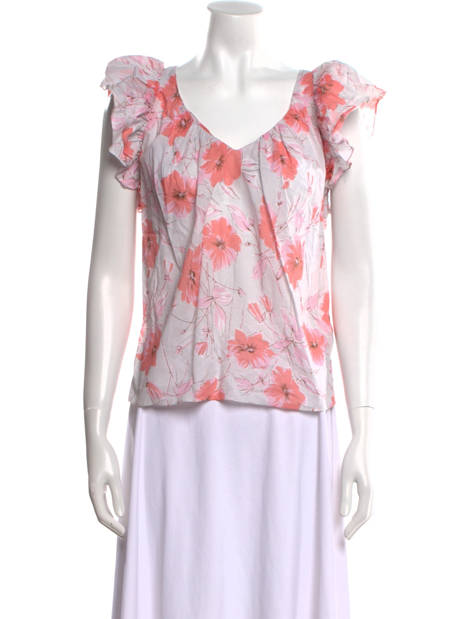 La Vie Rebecca Taylor Floral Print V-Neck Blouse