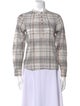 La Vie Rebecca Taylor Plaid Print Mock Neck Button-Up Top