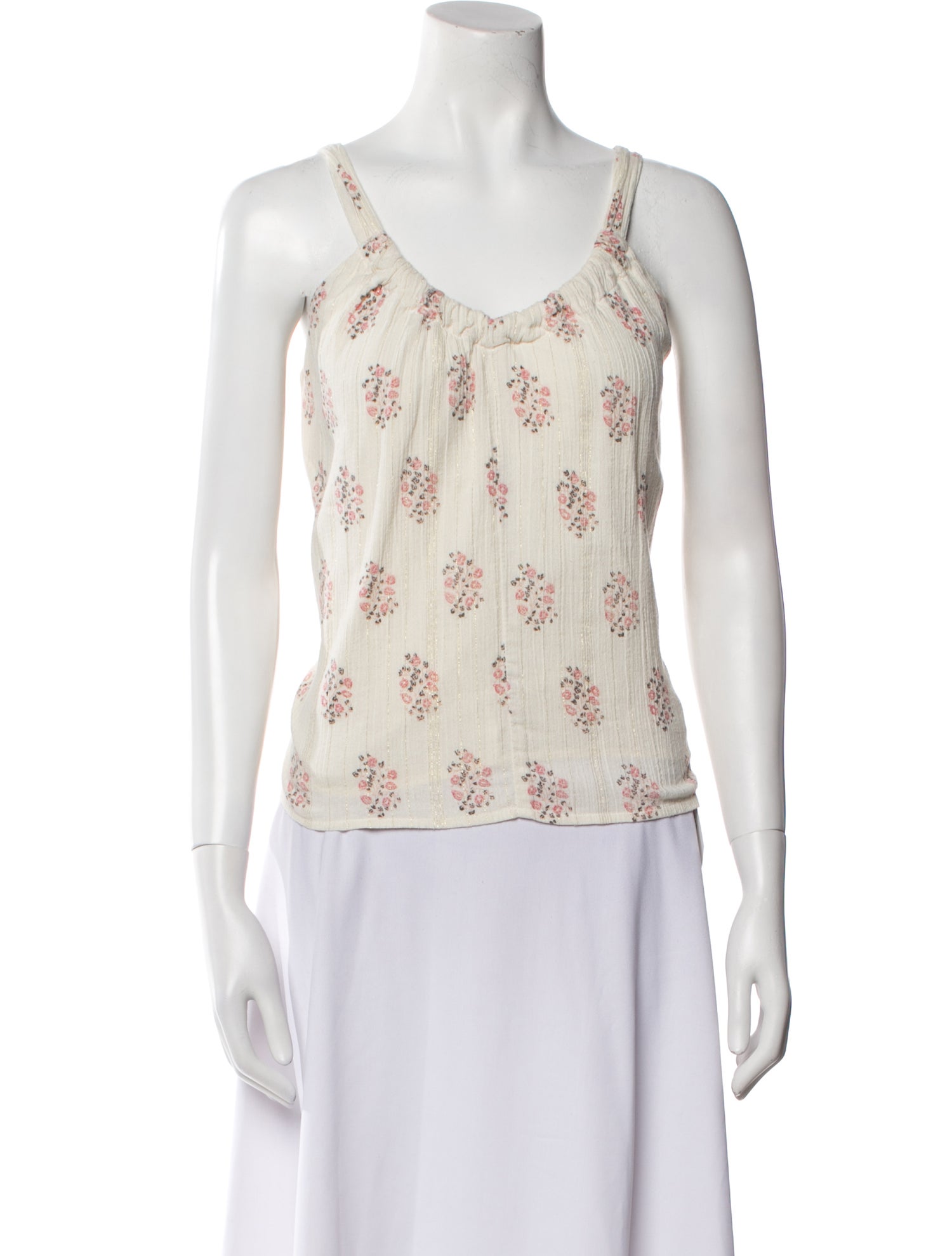 La Vie Rebecca Taylor Floral Print Scoop Neck Top