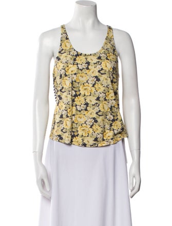 La Vie Rebecca Taylor Floral Print Scoop Neck Top