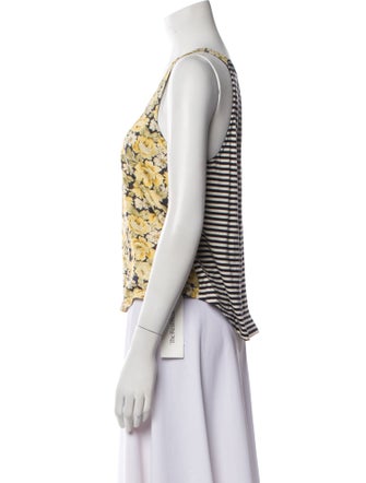 La Vie Rebecca Taylor Floral Print Scoop Neck Top