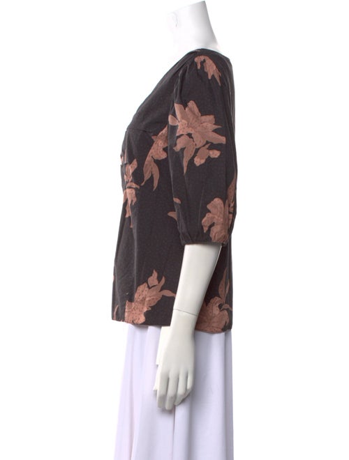 La Vie Rebecca Taylor Floral Print V-Neck Blouse