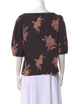 La Vie Rebecca Taylor Floral Print V-Neck Blouse