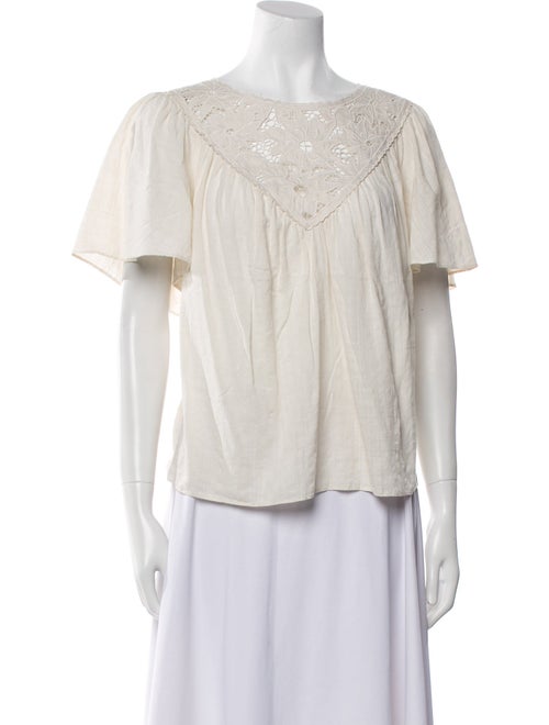 La Vie Rebecca Taylor Scoop Neck Short Sleeve Blouse