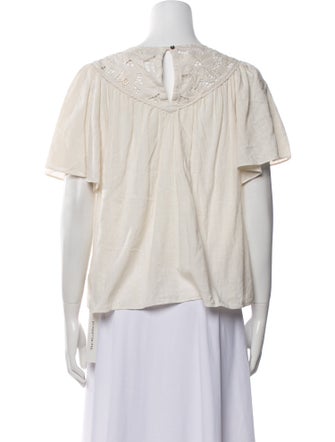 La Vie Rebecca Taylor Scoop Neck Short Sleeve Blouse