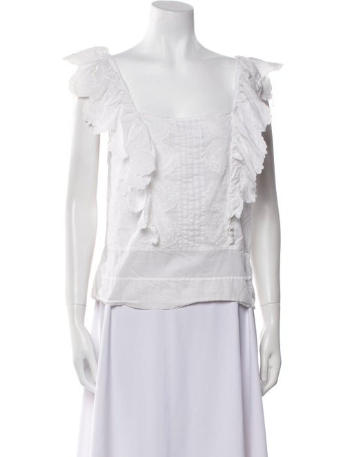 La Vie Rebecca Taylor Square Neckline Short Sleeve Blouse