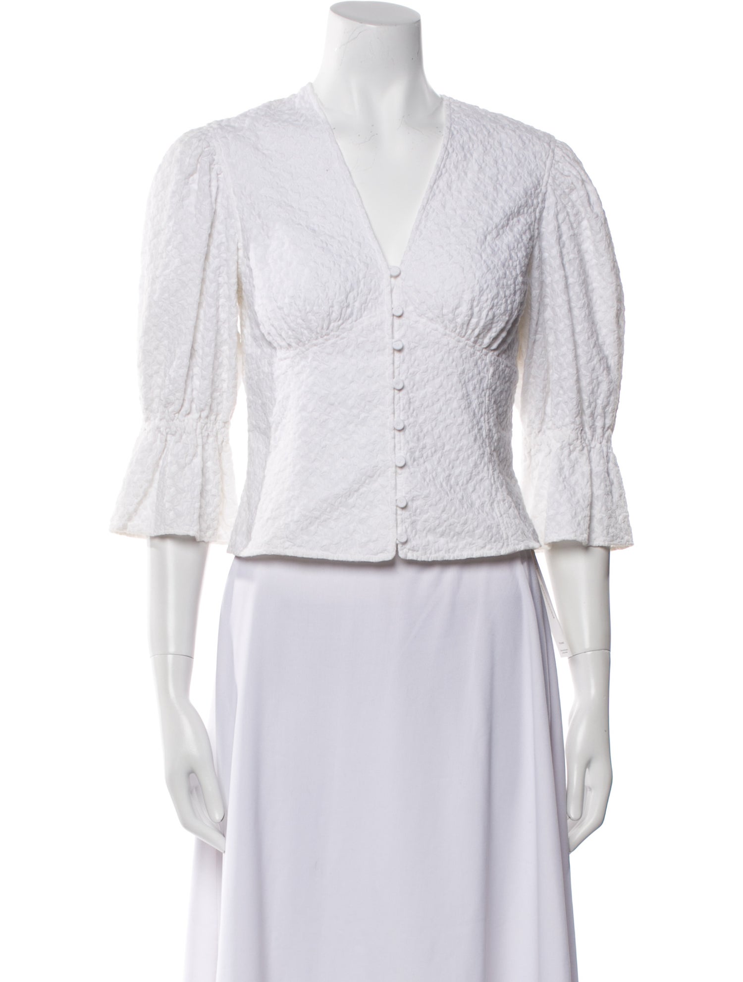 La Vie Rebecca Taylor V-Neck Three-Quarter Sleeve Crop Top