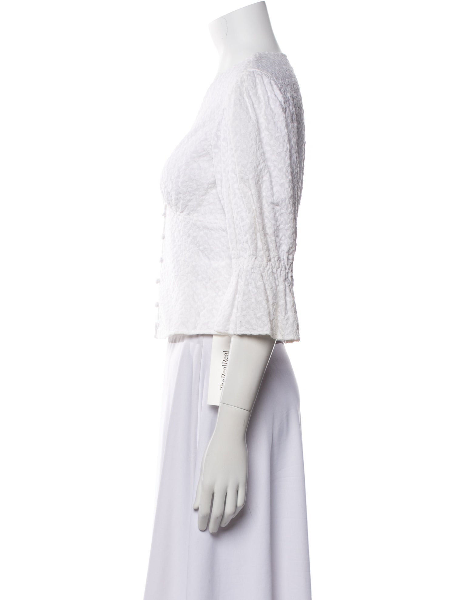 La Vie Rebecca Taylor V-Neck Three-Quarter Sleeve Crop Top