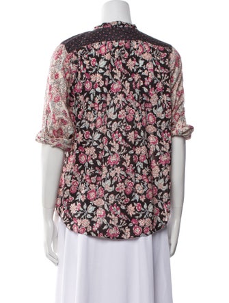 La Vie Rebecca Taylor Floral Print Mock Neck Blouse