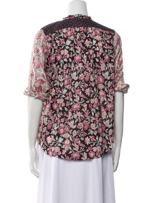 La Vie Rebecca Taylor Floral Print Mock Neck Blouse