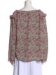 La Vie Rebecca Taylor Floral Print Bateau Neckline Blouse