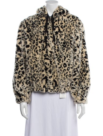 La Vie Rebecca Taylor Animal Print Faux Fur Coat