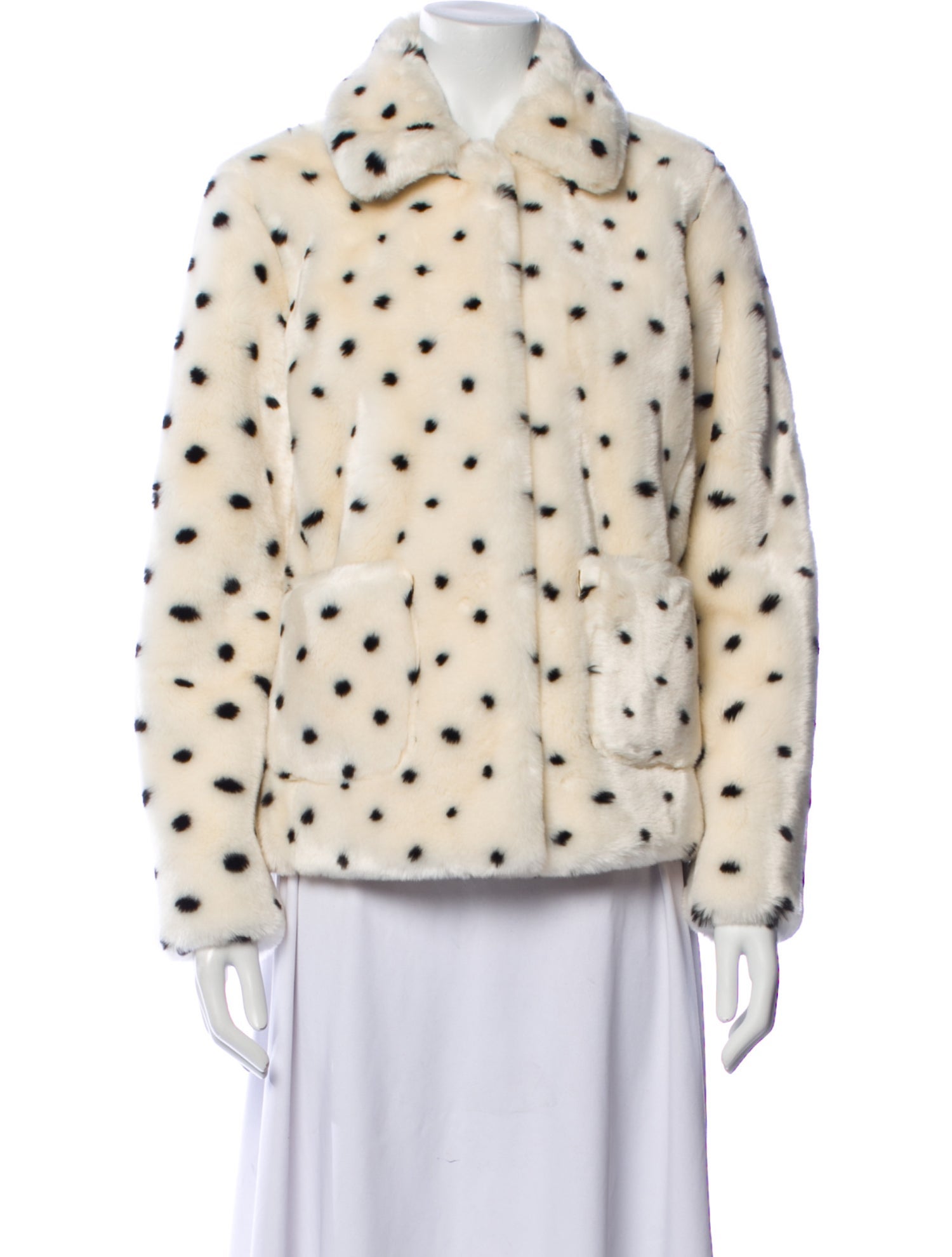 La Vie Rebecca Taylor Faux Fur Polka Dot Print Faux Fur Jacket