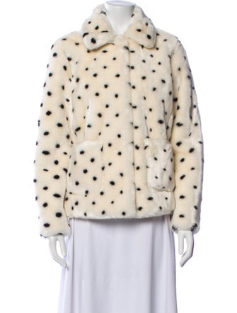 La Vie Rebecca Taylor Faux Fur Polka Dot Print Faux Fur Jacket