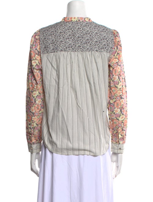 La Vie Rebecca Taylor Printed Mock Neck Button-Up Top