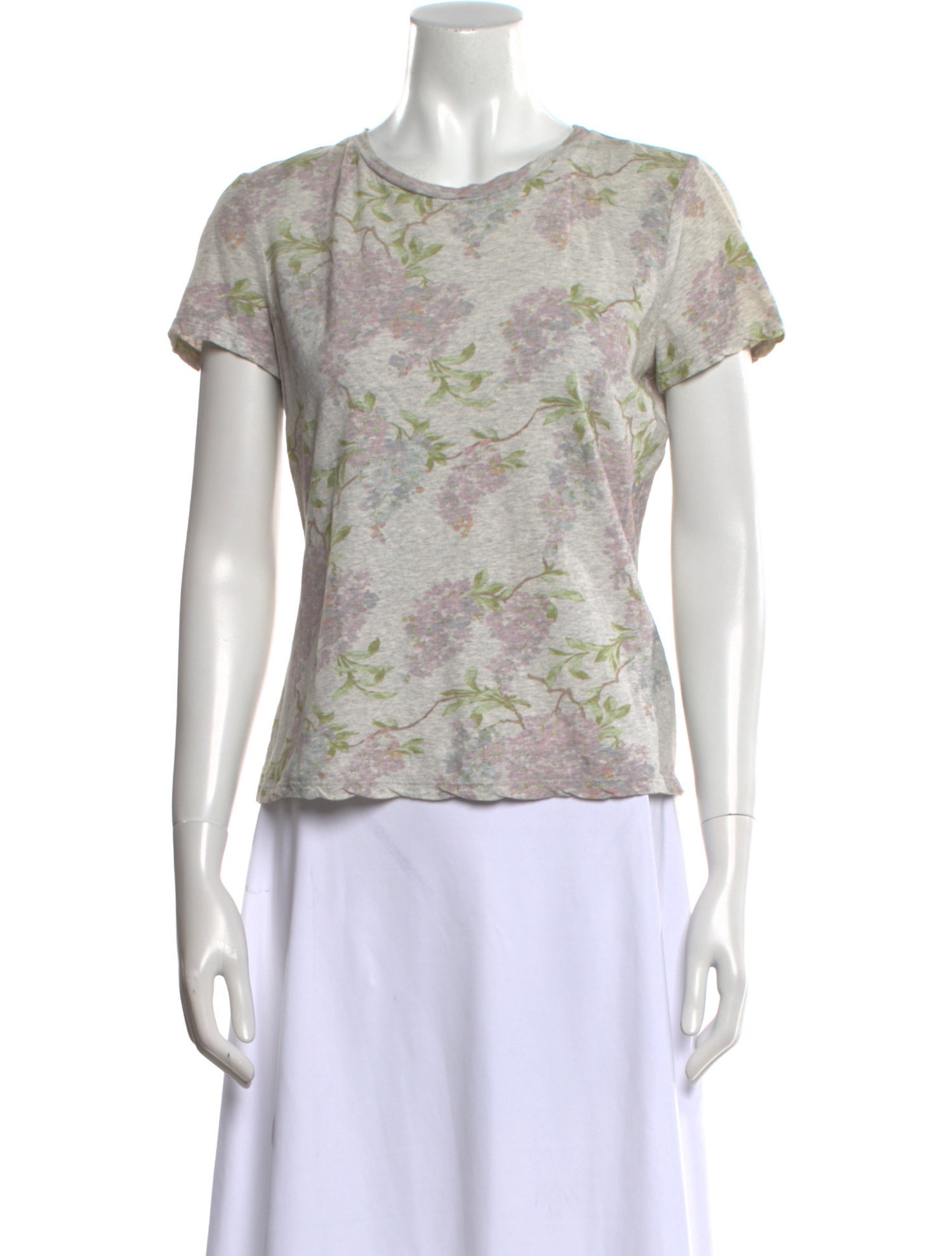 La Vie Rebecca Taylor Floral Print Crew Neck T-Shirt