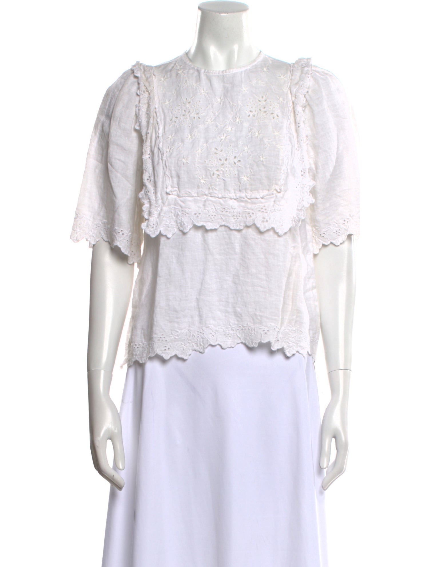 La Vie Rebecca Taylor Linen Lace Pattern Blouse