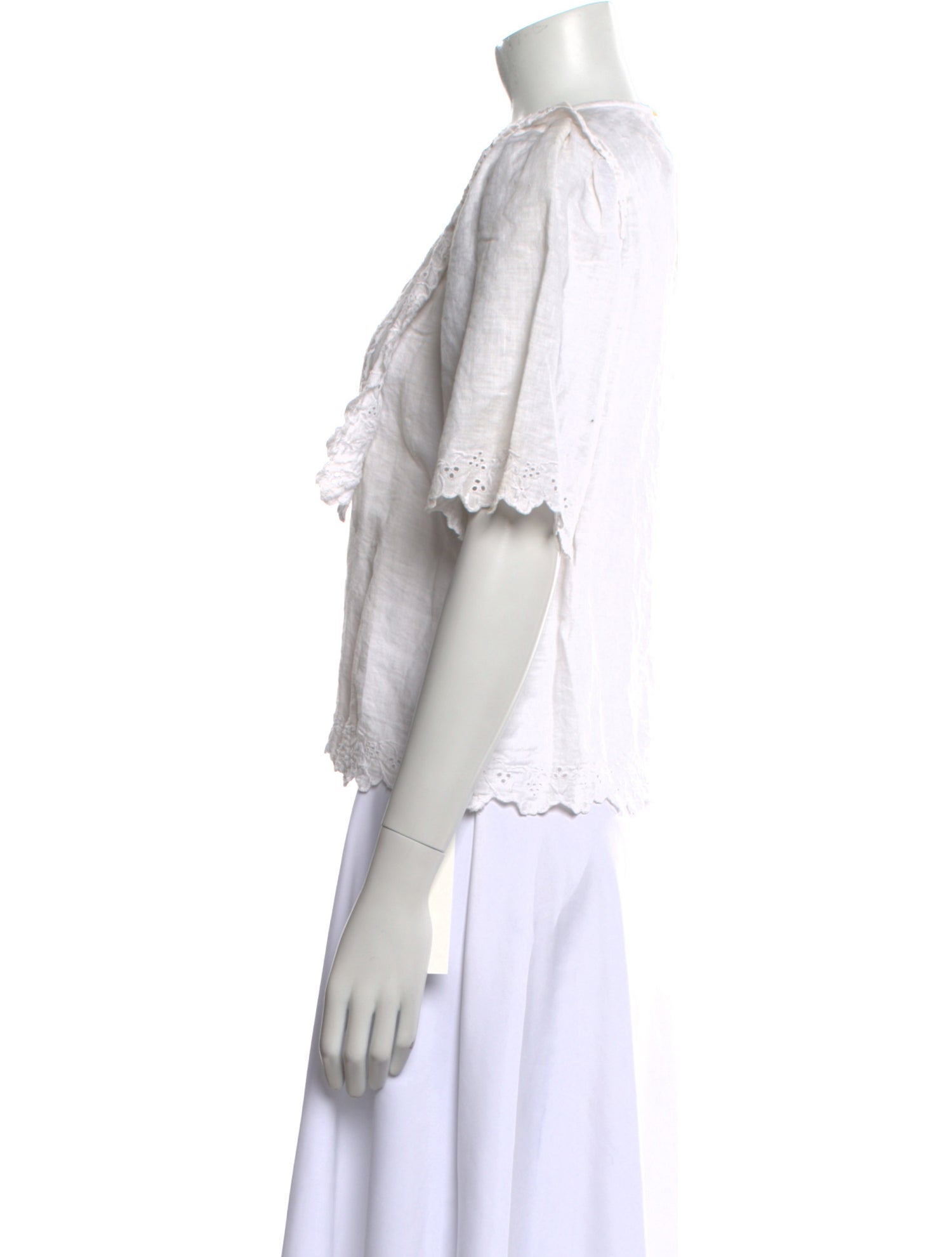 La Vie Rebecca Taylor Linen Lace Pattern Blouse