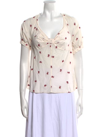 La Vie Rebecca Taylor Printed V-Neck Blouse